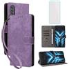 IUQXU Cover per Cubot X70 Libro con Pellicola Vetro Temperato [Blocco RFID] Antiurto Slot Carte Supporto Kickstand Magnetica Flip Custodia in Pelle Portafoglio per Cubot X 70 Viola