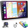 Podofo 4GB+64GB 2 Din CarPlay Autoradio con GPS Navi, Wireless Android Auto Bluetooth Car Stereo con Wifi Mirror Link Controllo Vocale FM/RDS Radio USB SWC EQ Collegamento a Specchio+Telecomando