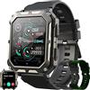 SGDDFIT Smartwatch Uomo Chiamate e Risposta Bluetooth, Orologio Fitness 1,81'' HD Smart Watch Sportivo Activity Fitness Tracker, Sonno Cardiofrequenzimetro Notifiche Messaggi per Android/iOS (Nero)