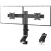 PUTORSEN Supporto da Doppio Monitor per Schermi 17-27 Pollici,Braccio Monitor Scrivania Regolabile in Altezza con Corsa Extra 24-47 cm,fino a 7 kg,VESA 75/100