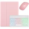 kaidisen Custodia con tastiera retroilluminata per iPad A16 11 2025/iPad 10a generazione 2022 11 custodia con mouse e tastiera retroilluminata staccabile, rosa + bianco