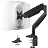 WORLDLIFT Braccio per monitor pesanti per monitor ultra larghi fino a 45 pollici e 15kg, supporto da scrivania singolo completamente regolabile con morsetto a C e gommino da scrivania, VESA massimo 100x100,nero