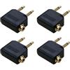 APOMOONS 4 adattatori per cuffie aeroplano, spina audio aereo, adattatore aereo aereo, adattatore aeroplano, doppio connettore da 3,5 mm a presa da 3,5 mm, adattatore per auricolari placcati oro