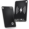 Tukio Air Tags (Nero) 2 Pezzi, Smart Tracker Card compatibile con Apple Find My (solo iOS), Buletooth localizzatore con ricarica wireless, IP68 impermeabile, Finder con anello portachiavi/cordino in nylon.
