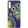 DasKAn Cover in silicone brillante per Samsung Galaxy A7 2018, luce fluorescente al buio, simpatici animali, gufo colorato, ultra sottile, morbida gomma, retro per cellulare, antiurto, flessibile, in