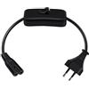 HuaLiSiJi Cavo Alimentazione C7 con Interruttore 2.5A 250V Cavo Alimentazione IEC320 C7 con 2 Poli Spina Euro per PS4, PS5, TV, Laptop, Monitor, Stampante (Nero, 1.5 m)