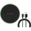 Inov Paris Caricabatterie wireless a induzione rapida da 30 W con cavo USB-C, pad di ricarica rapida con LED,