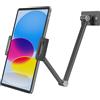 BEWISER Supporto da parete per tablet, supporto per iPad da letto, girevole regolabile a 360°, in lega di alluminio, compatibile con pad da 4,7-12,9, telefono, Kindle, Galaxy Tab, grigio