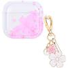 DiyGody Custodia Compatibile con Airpods 4 Generazione 2024 con Portachiavi, Cover Protettiva con Motivo di Fiori Rosa per Donne, Case in Trasparente Silicone TPU Antipolvere AntiGraffio Antiurto