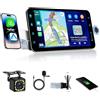 Podofo Autoradio 1 Din con Schermo Type-C, CarPlay Android Auto Stereo con 9 Pollici HD Touchscreen, Bluetooth, Mirror Link, SWC, EQ, FM/RDS Radio, TF, USB & Magnetico & Telecamera Posteriore