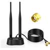 Eightwood Antenna WiFi 2.4Ghz/5Ghz/5.8Ghz WLAN Amplificatore di segnale Anenne Dual Band Magnetic Base con prolunga RP-SMA per Wi-Fi Router PCI PCI-E scheda PC scheda madre Bluetooth