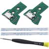 EMSea Scheda di interfaccia 2PCS JDS-055 e cavo a nastro a 12 pin compatibile con PS4 Pro/Slim Wireless Controller sostituzione porta di ricarica Assembly