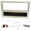 tomzz Audio 2439-072 Set di copertura radio compatibile con Opel Corsa C Combo Omega B Vectra C Meriva opaco-cromo con adattatore radio ISO adattatore antenna ISO DIN staffa di rilascio