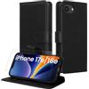 kwmobile Cover Compatibile con Apple iPhone 17e / iPhone 16e - Custodia Smartphone con Chiusura Magnetica - Protezione RFID Vetro Temperato e Porta Carte - nero