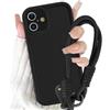 Yirlbey Cover con Braccialetto Telefono Cellulare Cordino per iPhone 16, Morbido Silicone Custodia Staccabile Handyanhänger, Antiurto Case con Tracolla Collana per catena iPhone16 6,1, Nero