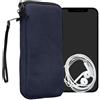 kwmobile Custodia Tela con Zip per Smartphone XXL - 7 - Astuccio Porta Cellulare con Chiusura a Cerniera - Pochette Telefono Blu Scuro