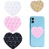 Leeneen 3 supporti a ventosa per telefono in silicone a forma di cuore, con ventosa antiscivolo, per selfie e video