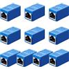 Frienda 10 Pezzi Accoppiatore RJ45 Blu, Connettore di Rete dell'Adattatore di Estensione Ethernet per Cavo di Rete Ethernet Cat7/ Cat6/ Cat5e/ Cat5 Accoppiatore Femmina a Femmina
