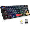 SOLIDEE tastiera meccanica RGB wireless 65%,tastiera Bluetooth 5.0/2.4Ghz/cablata,68 tasti retroilluminazione RGB,mechanical keyboard hot swappable con Gateron Yellow Switchs(68 Blue Samurai)