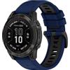 SeNool QuickFit 22mm Cinturino per Garmin Fenix 9/9 Pro/Solar/8/8 Pro(47mm) | per Garmin Fenix E 47mm/7 Pro/7/6 Pro/6/5/Quatix 8 47mm/Descent G2, Sport Morbido Traspirant Silicona Cinturini, Blu Nero