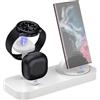 suonee Caricabatterie wireless Android Stazione di ricarica 4 in 1 per telefono Samsung Galaxy Z Flip 5/4/3 Z Fold 5/4/3 S24/S23 S22 S20 Ultra, Galaxy Watch 6/5/4/3 Galaxy Buds (Bianco)