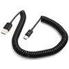 SYSTEM-S Cavo di Ricarica USB a Spirale Tipo C 3.1 a USB 2.0, Adattatore, 100-200 cm, Nero