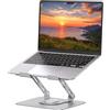 SOUNDANCE Supporto per computer portatile con base girevole a 360°, Riser ergonomico per scrivania, altezza regolabile Muti-Angle, supporto stabile in metallo da 10 a 15,6 pollici, argento