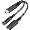 JagFond Adattatore da USB C a jack da 3,5 mm - 2 in 1 Adattatore Audio Tipo C e Ricarica Rapida