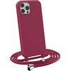 MyGadget Cover per iPhone 12 Pro Max - Custodia con Corda Case con Cordino Opaca Antiurto | Bumper con Laccio | Tracolla - Practical Stylish Bordeaux