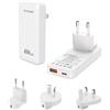 Ernydal Caricatore rapido GaN da 65W, 4 in 1 con USB-C Power Delivery & USB-A QC3.0, alimentatore da viaggio compatto per MacBook, laptop, iPhone, Samsung, iPad (spina UK/US/AU)