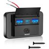 Daakro Caricatore rapido USB da 72 W, 12 V, Dual QC3.0, USB e PD3.0, tipo C, impermeabile, con interruttore per roulotte da 12 V/24 V, auto, moto, camion