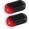 OMCGG Set di 2 allarme solare per auto, allarme a LED solare per auto, allarme auto antivandalismo lampeggiamento notturno automatico, sistema antifurto flash protezione antifurto per auto moto barca