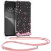 kwmobile Custodia Compatibile con Vivo Y72 5G / Y52 5G Cover - Back Case in Silicone TPU - Protezione Smartphone con Cordino - rosa/marrone scuro/trasparente