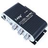 Fasizi LP-808 12V Mini Amplificatore HiFi cablato Portatile con Alimentazione 3A per Telefono veicolare Domestico - Nero