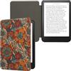 kwmobile Custodia Compatibile con Amazon Kindle (2022/2024) - Cover a Libro per eReader - Flip Case Protezione in Sughero - Arazzo Floreale Arancione/Verde/Rosso