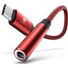Stouchi Adattatore Jack Cuffie USB Type C to Aux Digital Audio Earphone Adaptor,Audio Dongle,Hi-Res DAC Chip,Compatible with Samsung Galaxy S22 S21 Ultra S20+ Note 2,Pixel 6a,Pad mini 6 Rosso