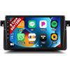 CAMECHO 6G+128G 8 Core CAMECHO Android autoradio per BMW Serie 3 E46 1999-2005 con Carplay Android Auto, 9 pollici auto touch display con FM/RDS radio GPS WiFi Bluetooth volante + AHD Retrocamera&MIC