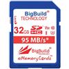 BigBuild Technology Scheda di memoria da 32 GB UHS-I U3 95 MB/s per Canon IXUS serie tra cui 160/162/165/170/175/177/180/185/190/285 HS e altre fotocamere