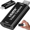 Retoo Scheda di registrazione video 4K HDMI a USB 2.0 Video Capture Card, Capture Device per PS5 PS4 Xbox Series X S Xbox One, trasmissione Live e Record per gaming, streaming, lezioni