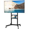 ECOTINY Robusto supporto portatile per TV da 55 a 100 pollici, portata fino a 75 kg, con vano portaoggetti e ruote bloccabili, montaggio a pavimento, VESA max. 800 x 600 mm, nero