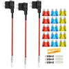 Aiqeer 3 Pezzi 12V / 24V Medio Add-a-Circuit Portafusibili, Adattatore Fusibili Auto con 16 AWG Cavo, 0 15 Pezzi Fusibili a Lama Standard e Estrattore di Fusibili (Terminale di Testa)