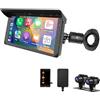 VSYSTO Senza Fili Schermata Carplay per Moto, Portatile Schermo Touch da 5 pollici, con telecamera anteriore e posteriore da 1080P, WiFi Impermeabile Dash Cam per moto con GPS, registrazione loop