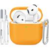 TNSNK Silicone per AirPods 4 Case Cover, C5-Ginger | Morbido, leggero, antiscivolo, antigraffio, ricarica cablata/wireless. Pennello pulitore + chiavetta.