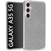 N NEWTOP 3in1 Cover Compatibile con Samsung Galaxy A35 5G, Custodia Case GLITTER Brillantini Paper Interno Bling TPU + PC Flessibile Morbida Case Posteriore Lucida Protezione Fotocamera (Nero)