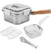 LeeQinersw 4 Pezzi Pentola per Friggere Casseruola Quadrata Friggitrice Compatta Padella Da Viaggio con E Pinza Adatta a Uso Domestico E -nic, Bianco