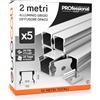 Eurocali 5x Profili da 2 metri (10mt) in Alluminio grigio per Strisce LED Copertura Opaca - larghezza max striscia led 12.5mm - 17.2 x 14.4