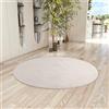 Teppium Tappeto Rotondo Avorio 200 cm Tappeto a Pelo Corto Lavabile, Rotondo, Antiscivolo e Morbido, Design Monocromatico Moderno per Soggiorno, Camera da Letto, Cucina e Cameretta