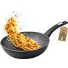AKITAInk Linea Black Wok Antiaderente 28 cm - Compatibile con Induzione e Tutti i Piani Cottura, Rivestimento Antiaderente, Alluminio