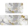 Ginfult Set di 2 tappeti da cucina in marmo grigio, beige, oro, antiscivolo, assorbenti, per camera da letto, bagno, ufficio