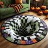 AVSMGP Tappeto Di Halloween Con Illusione Ottica 3D, Tappeti Con Motivi Di Scheletri E Zucche Zerbino Per Ingresso Per Arredamento Casa, Sala Giochi, Ingresso Esterno,C,100CM/3' 3.37